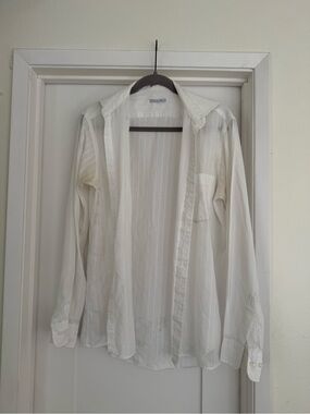 Dior White Sheer Button-Up Shirt
